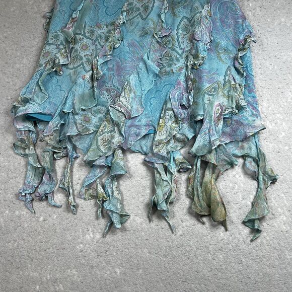 VTG Ice Midi Skirt Womens 10 Sheer Mesh Asymmetrical Fairy Grunge Boho Silk - Picture 3 of 13